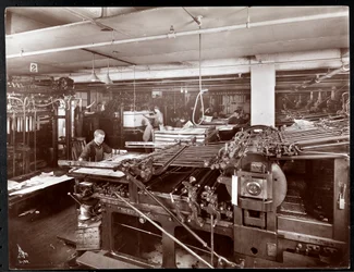 Een perskamer bij de McCall Publishing Co., New York, 1913